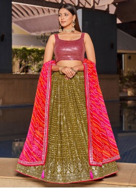Peppy Green Georgette Trendy Lehenga Choli