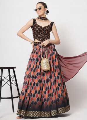 Peppy Print Multi Colour Georgette Lehenga Choli