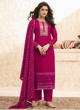 Peppy Rani Embroidered Faux Georgette Designer Straight Salwar Suit