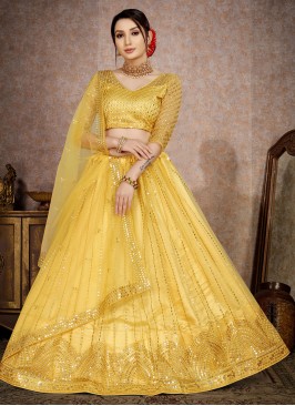 Peppy Yellow Trendy Lehenga Choli