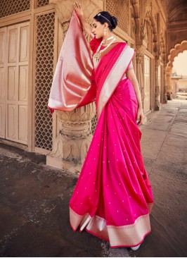 Perfect Banarasi Silk Fuchsia Contemporary Style Saree