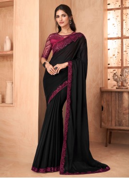 Perfect Black Georgette Contemporary Saree