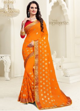 Perfect Georgette Orange Classic Saree