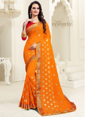 Perfect Georgette Orange Classic Saree