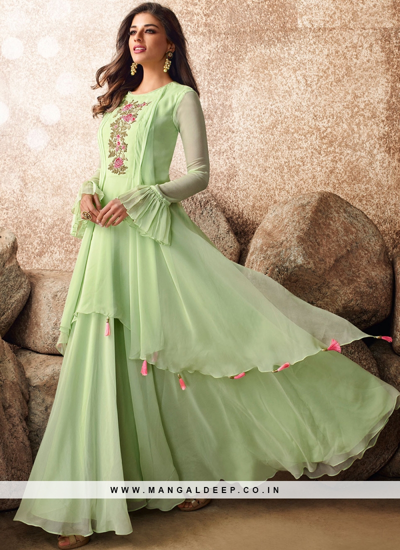 Buy Indian Latest Green Gown Online at Ethnic Plus at Best Price