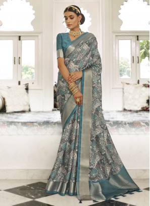 Perfect Multi Colour Digital Print pure-dola Trendy Saree