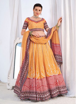 Perfect Mustard Digital Print Chinon Trendy Lehenga Choli