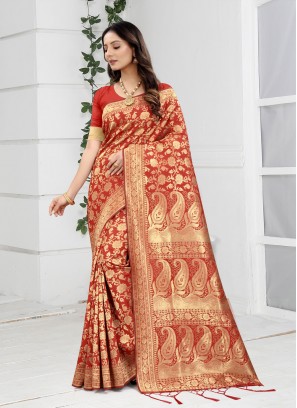 Perfect Red Festival Trendy Saree