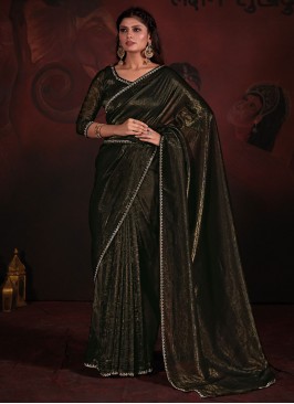 Perfervid Chiffon Brown Zircon Trendy Saree