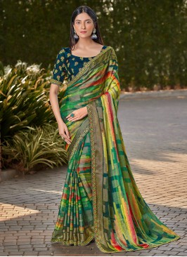 Perfervid Patch Border Multi Colour Silk Trendy Saree