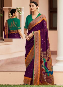 Perfervid Purple Traditional Designer Saree