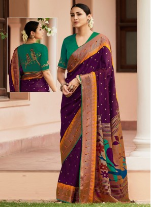 Perfervid Purple Traditional Designer Saree