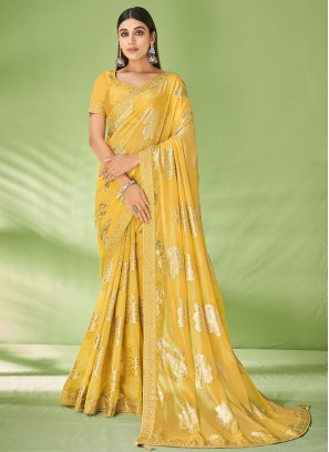 Perfervid Stone Wedding Contemporary Saree