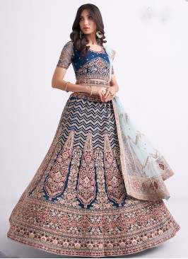 Persian blue Color Patch  & sequins Embroidered Lehenga Choli