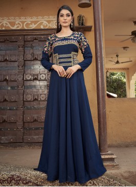 Phenomenal Embroidered Muslin Trendy Gown