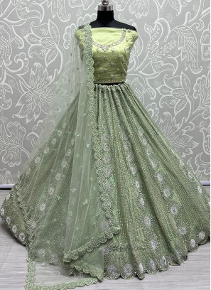 Phenomenal Green Sangeet A Line Lehenga Choli