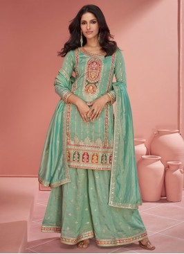 Phenomenal Green Silk Readymade Salwar Kameez