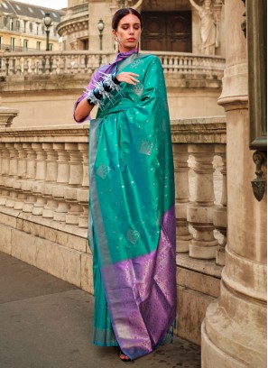 Phenomenal Handloom silk Sea Green Contemporary Saree