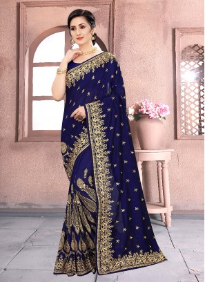 Phenomenal Resham Blue Classic Designer Saree