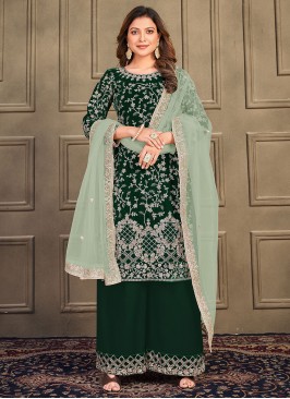 Phenomenal Velvet Resham Palazzo Salwar Suit