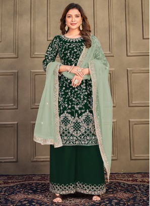 Phenomenal Velvet Resham Palazzo Salwar Suit
