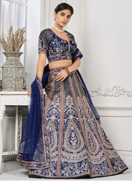 Picturesque Blue and Grey Wedding Trendy Lehenga C