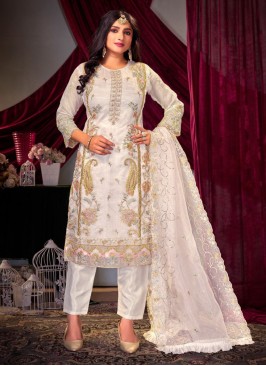 Picturesque Organza Cream Moti Salwar Kameez