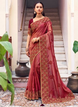 Picturesque Pink Georgette Contemporary Style Saree