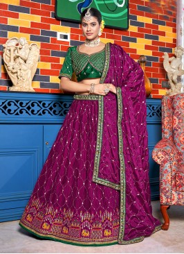 Picturesque Purple Sequins Chinon Trendy Lehenga Choli