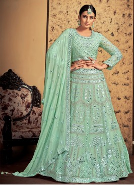 Picturesque Sea Green Festival Readymade Lehenga Choli