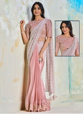 Pink Applique Sangeet Contemporary Saree