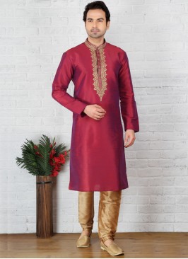 Pink Art Dupion Silk Kurta Pajama