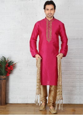Pink Art Dupion Silk Kurta Pajama