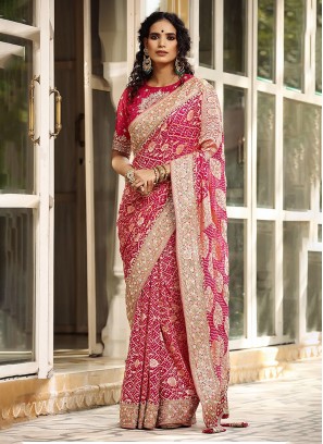 Pink Banarasi Silk Classic Saree