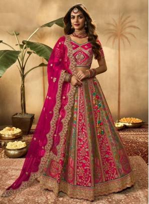 Pink Banarasi Silk Trendy Lehenga Choli
