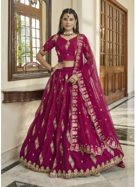 Pink Beautiful Zari And Embroidery Party Wear Lehenga Choli