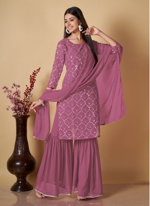 Pink Casual Georgette Readymade Salwar Kameez