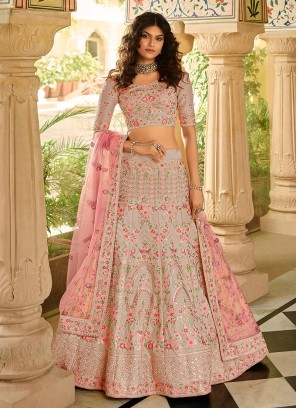 Pink Color Art Silk Embroidered Lehenga Choli