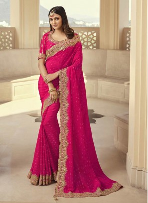 Pink Color Art Silk Embroidered Saree