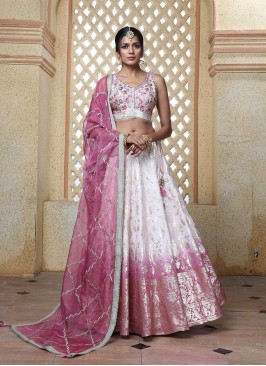 Pink Color Banarasi Silk Lehenga