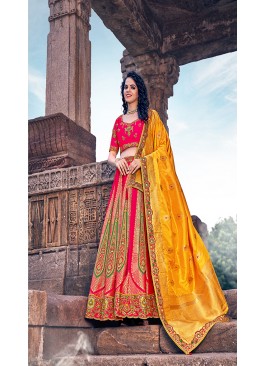 Pink Color Banarasi Silk Lehenga Choli