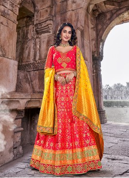 Pink Color Banarasi Silk Lehenga Choli