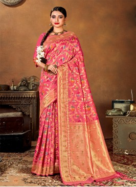 Pink Color Banarasi Silk Saree