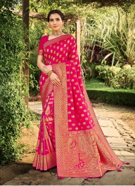 Pink Color Banarasi Silk Saree