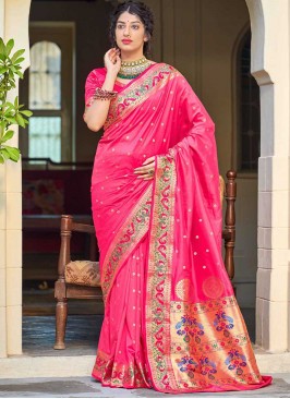 Pink Color Banarasi Silk Saree