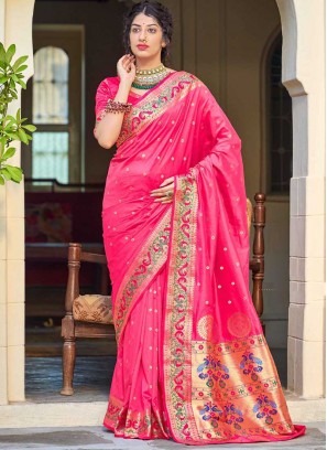 Pink Color Banarasi Silk Saree