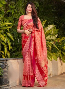 Pink Color Banarasi Silk Saree