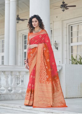 Pink Color Banarasi Silk Traditional Saree