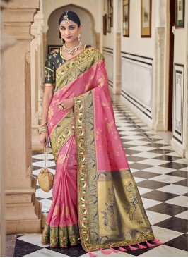 Pink Color Banarasi Silk Wevon Saree