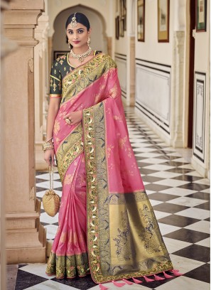 Pink Color Banarasi Silk Wevon Saree